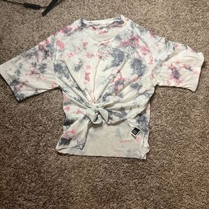 Multicolored Floral Crew Neck Flutter Sleeve T-Shirt